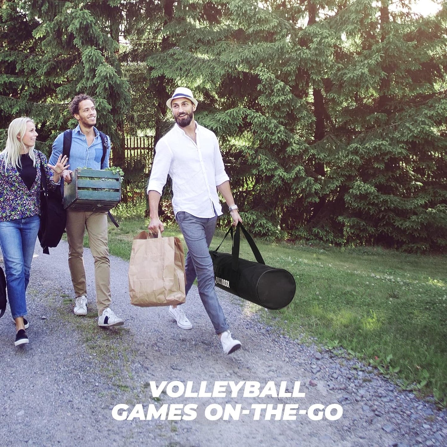 Portable Professional Outdoor Volleyball Net Set with Adjustable Height Aluminum Poles, Winch System, Volleyball with Pump and Carrying Bag for Backyard Beach