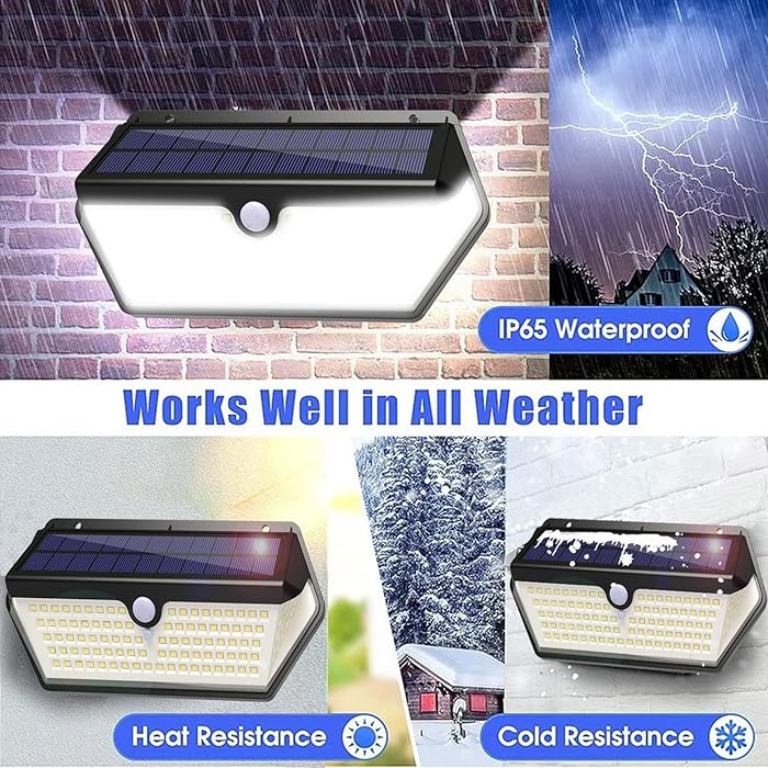 2 Pack Solar Motion Sensor Security Wall Lights Outdoor, 128 LED 1200LM Fence Step Lights with 3 Modes, 270° Wide Angle IP65 Waterproof for Garage Front Door Porch Yard Driveway (Bright White, 2 Pack)