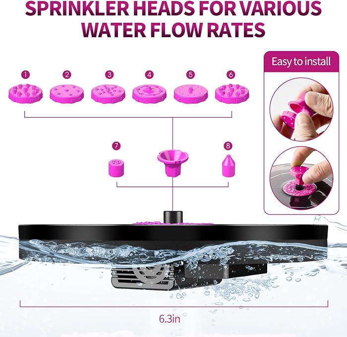 Solar Bird Bath Fountain Pump, 2026 Upgrade 4W Solar Powered Water Pump, Outdoor 6.3 Inch Water Fountain Pump with 8 Nozzles, Hummingbirds, Garden, Pool, Pond Hot Pink