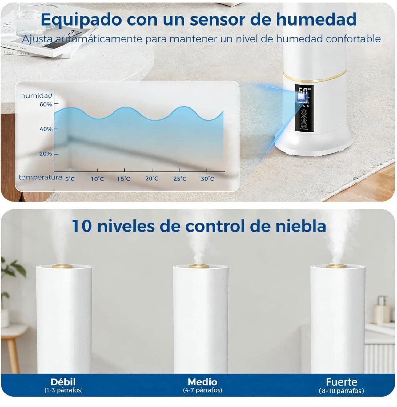 9L Large Humidifiers for Bedroom, Ultrasonic Cool Mist Top Fill Humidifier with 3 Mist Speed, Remote, Quiet Tower Humidifier for Baby Kids Adults Home