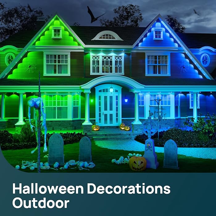 Outdoor Eave Lights for Easter Lights,100ft with 60 Triple-LED,AI Lighting, RGBTW Smart Outdoor Lights LED Strip Lights, IP67 Waterproof, Works with Alexa,Google Assistant