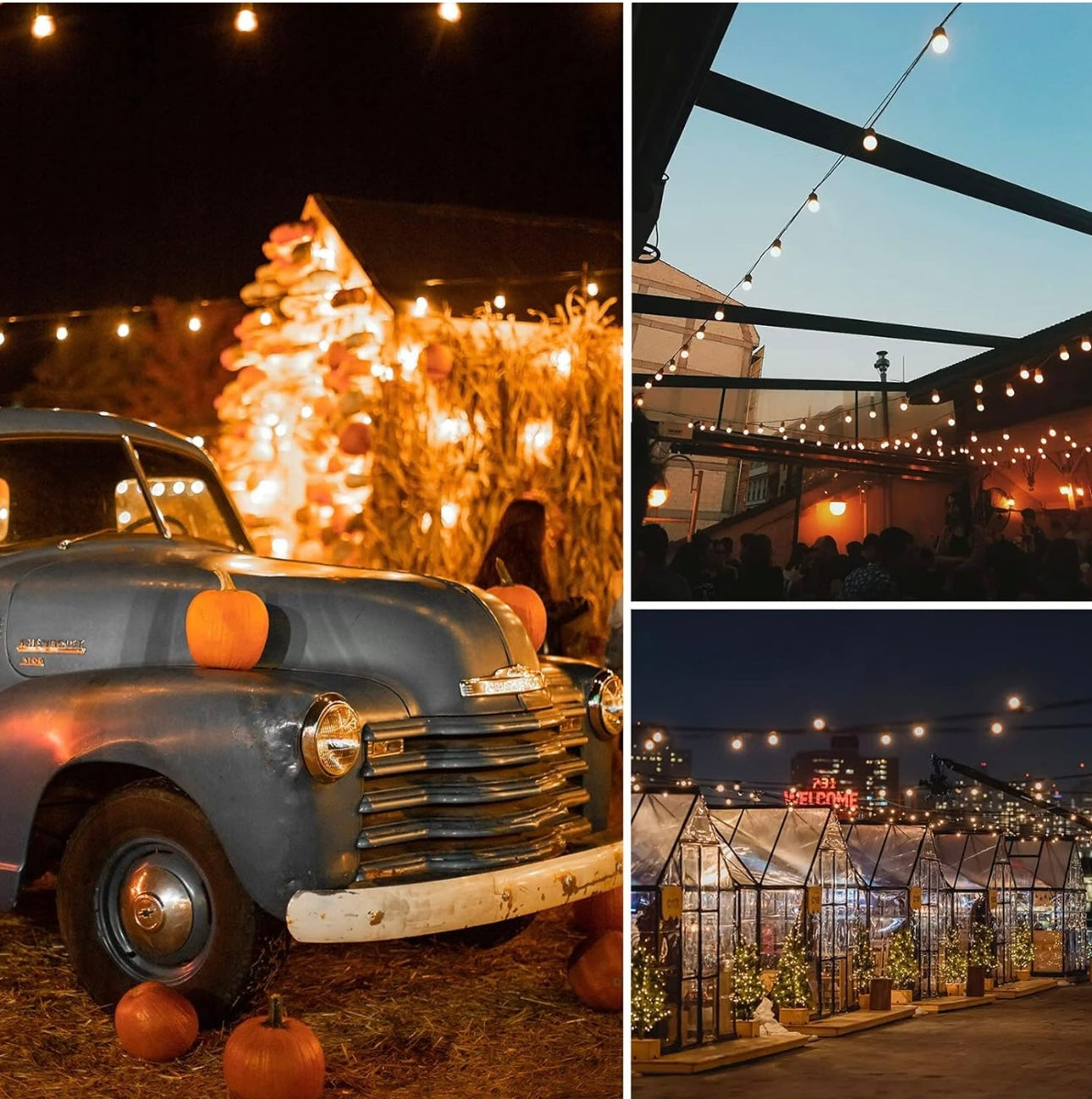 S14 LED Outdoor String Lights 100FT Patio Lights with 30 Shatterproof Vintage Edison Bulbs, IP65 Waterproof Backyard Outside Hanging Lights Commercial Grade Cafe Lights for Balcony, Yard