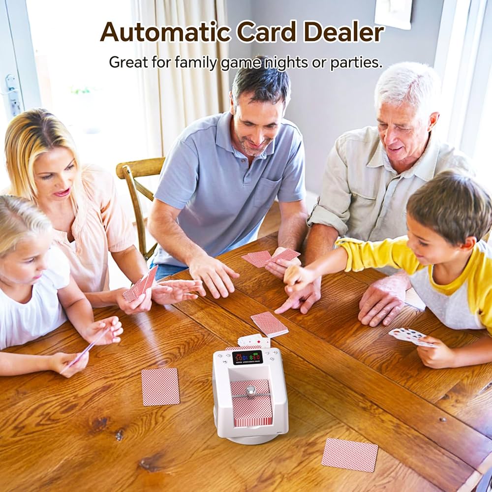Automatic Card Dealer Machine for Poker: Rechargeable Auto Card Distributor for 1/2 Decks - 180°360° Rotation Quiet Card Dealing Dispenser for Texas Holdem Blackjack Bridge Card Game