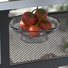 Outdoor Grill Cart Food Prep and Work Cart Table with Wheels & Hooks for Patio Three-Shelf Movable Pizza Oven Stand for Home Party, Bar, Camping