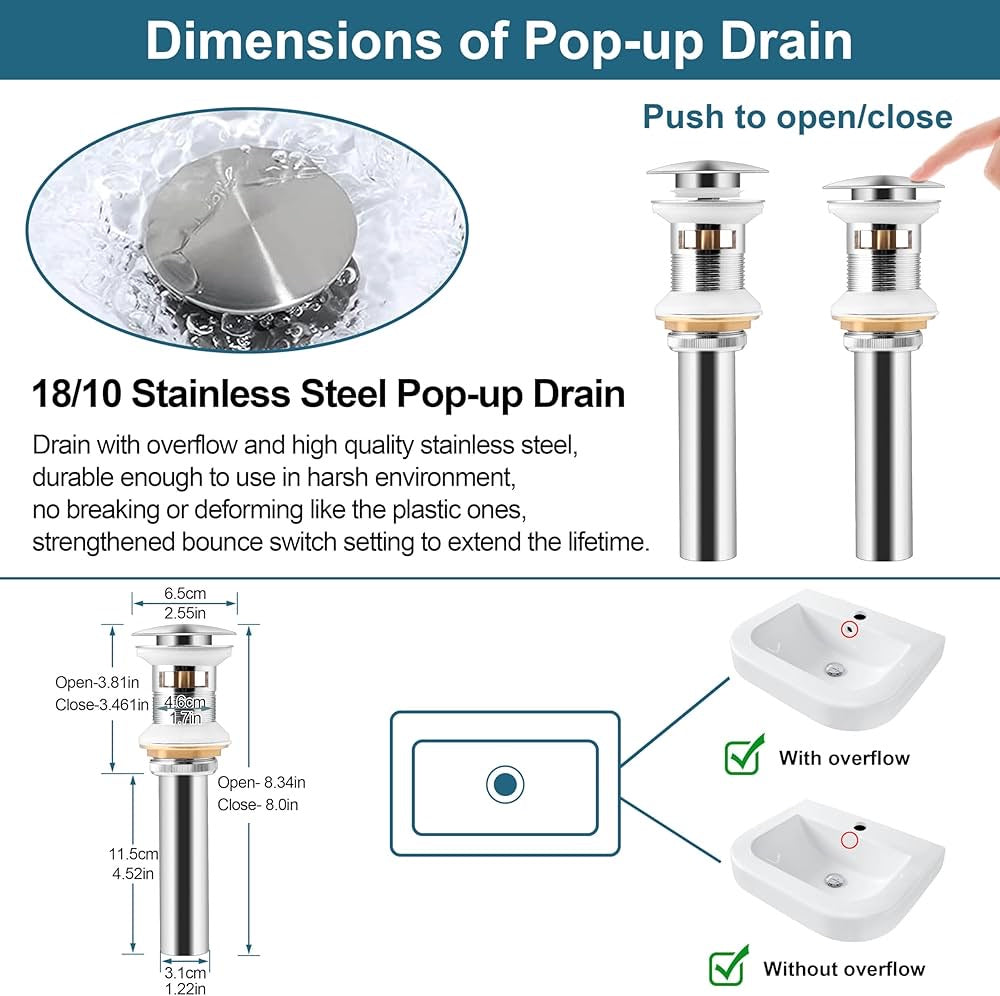 Homikit Touchless Bathroom Sink Faucet with Pop Up Drain & Deck Plate, Stainless Steel Automatic Motion Sensor Bathroom Faucets, Sensor Vanity RV Lavatory Faucet with Single Handle, Brush Nickel