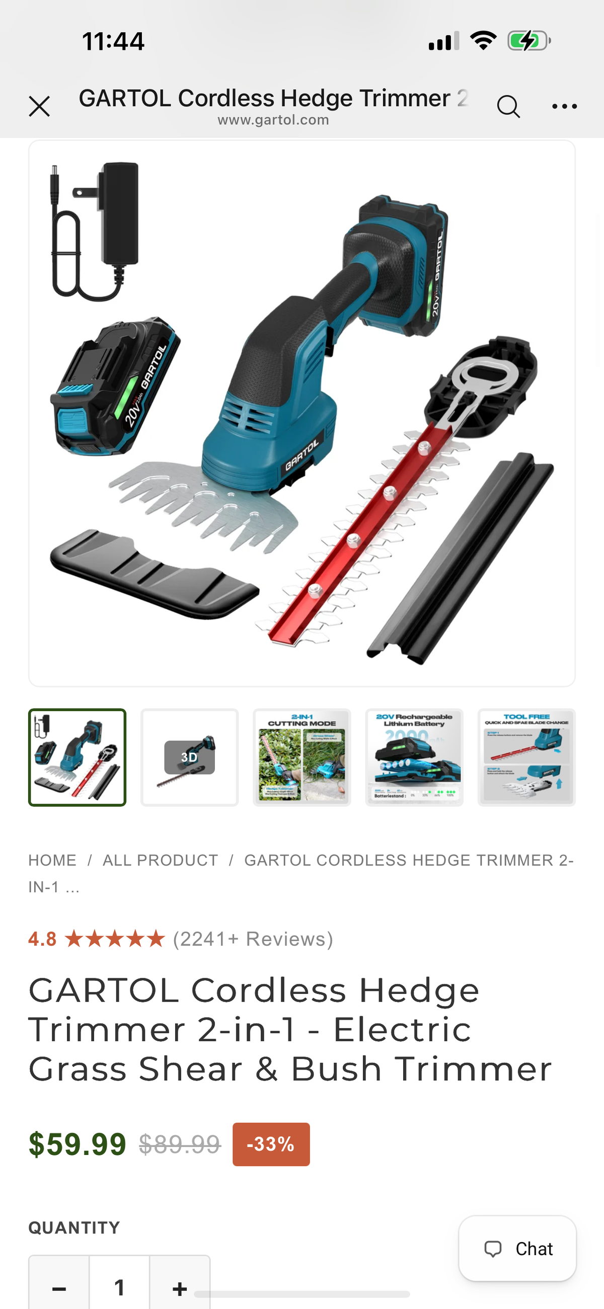 GARTOL 2-in-1 Cordless Hedge Trimmer & Grass Shears, Compatible with Makita 18V Battery, 20V Handheld Bush Trimmer with 12" & 6" Blades, Battery & Charger Included, Lightweight Bush Clipper for Yard