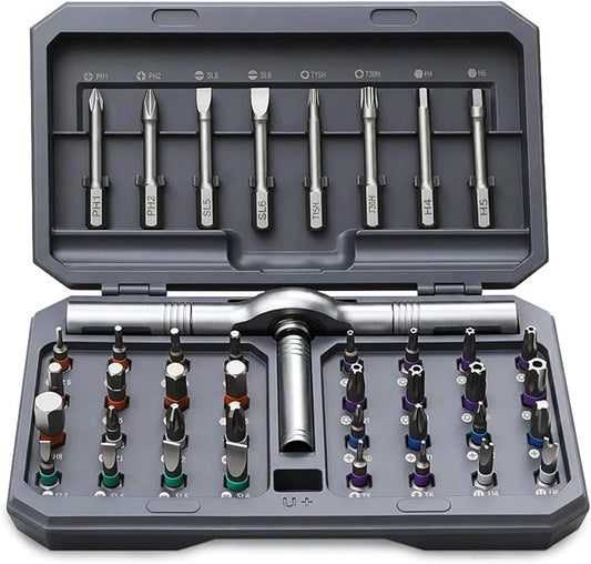 42 in 1 Magnetic Ratchet Screwdriver Set,Multi Bit Ratcheting Screw Driver kit,Precision Screwdriver Case,Portable Compact Tool Kit for Home Repairs, Electronics,Furniture,Bicycle
