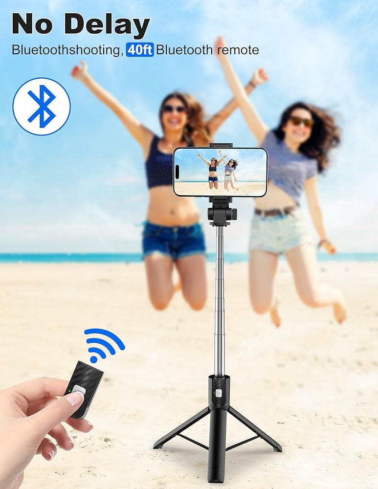 Phone Tripod Selfie Stick Tripod for iphone,Bluetooth Remote Selfie Stick Compatible with iPhone, GoPro, Samsung, Android