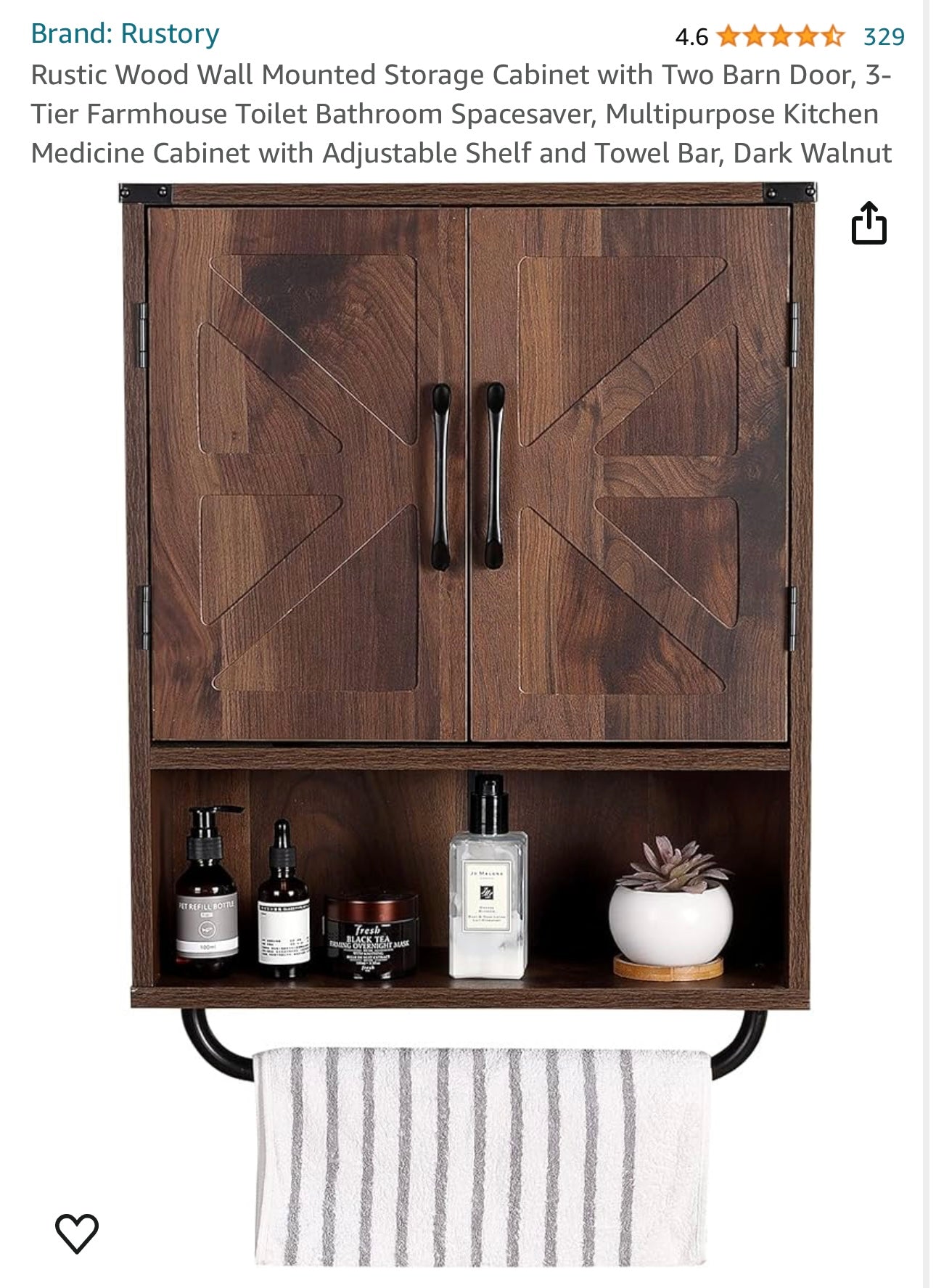 Wood Wall Mounted Storage Cabinet with Two Barn Door, 3-Tier Farmhouse Toilet Bathroom Spacesaver, Multipurpose Kitchen Medicine Cabinet with Adjustable Shelf and Towel Bar