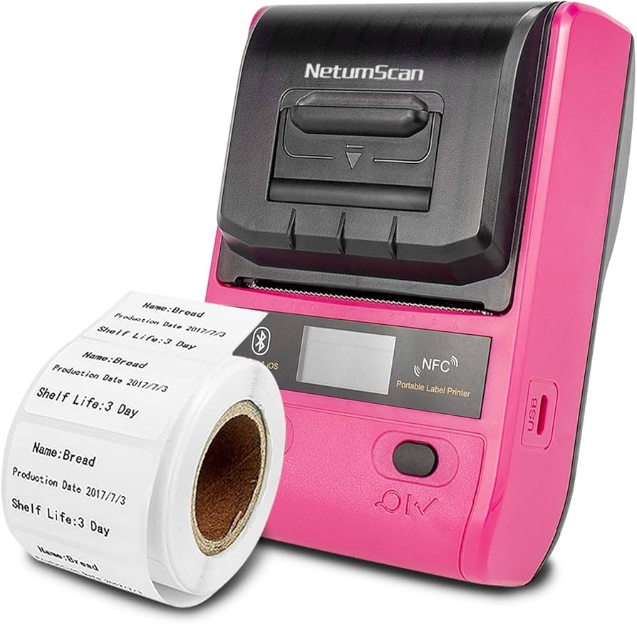 Label Maker Portable Bluetooth Thermal Label Printer Compatible with Android & iOS System Apply to Labeling, Address, QR Code, Barcode, Cable and More, Use for Home & Retailing