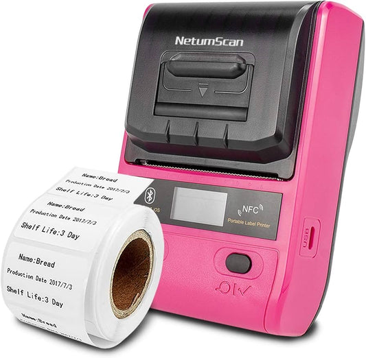 Label Maker Portable Bluetooth Thermal Label Printer Compatible with Android & iOS System Apply to Labeling, Address, QR Code, Barcode, Cable and More, Use for Home & Retailing