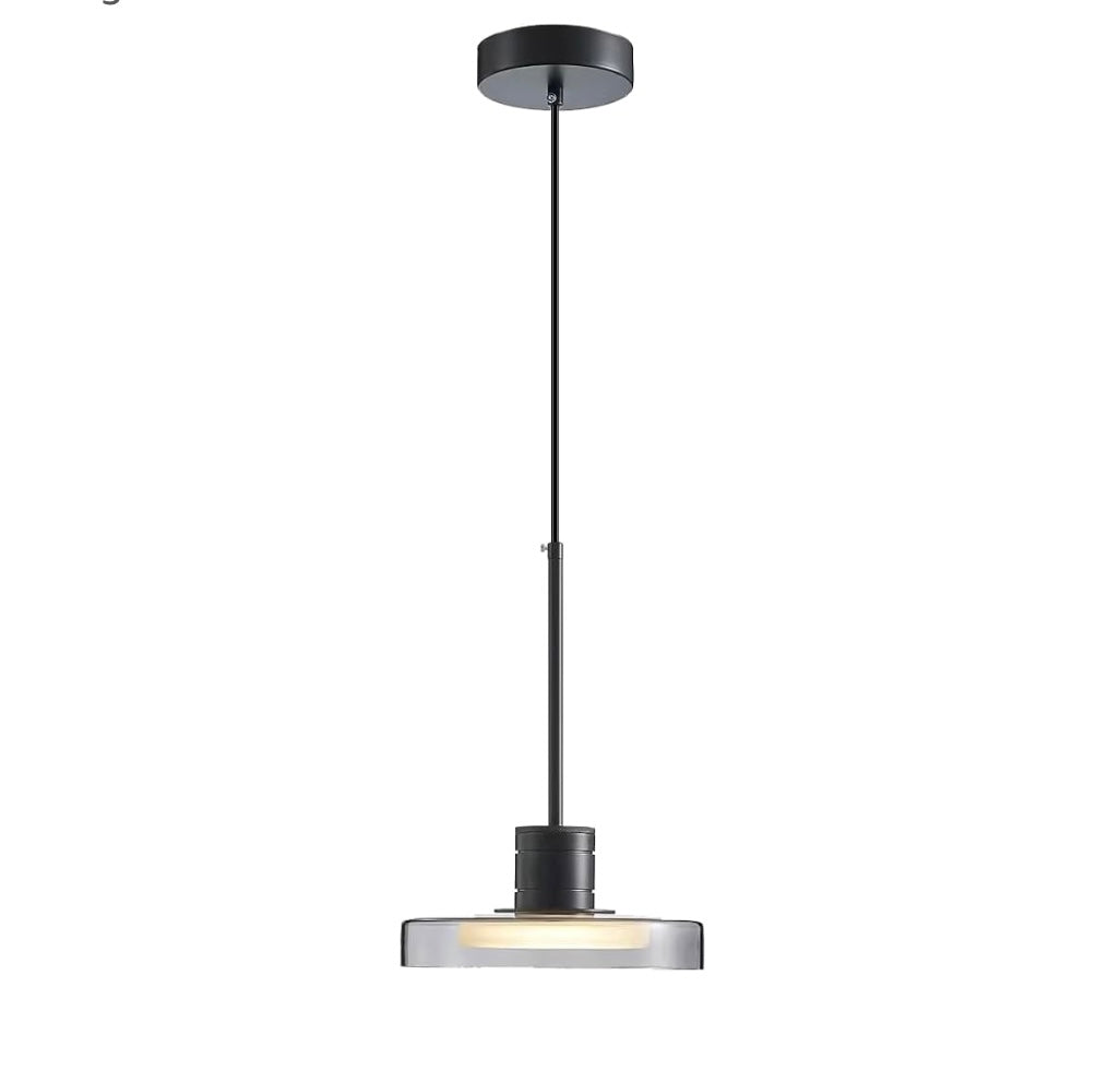 Pendant Lights, 9 Inch Pendant Lights Kitchen Island Black LED Hanging Light Fixture Adjustable Dining Room Light Fixture Black Pendant Lights for Bedroom