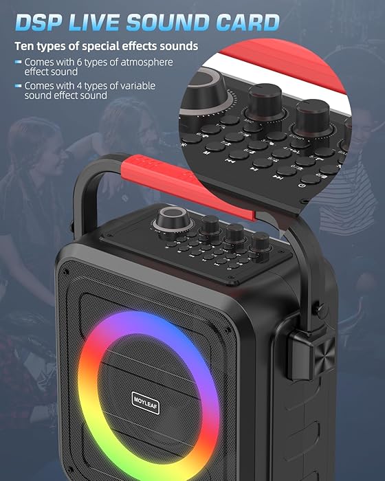 Karaoke Machine for Adults & Kids, Bluetooth Karaoke Speaker with Two Wireless Karaoke Microphones, PA System Speaker Supports TF Card/USB, AUX in, REC, Bass & Treble for Party/Meeting/Adults/Kids