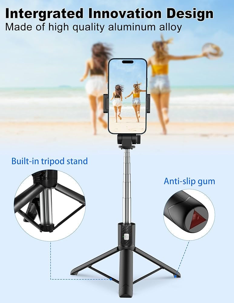 Phone Tripod Selfie Stick Tripod for iphone,Bluetooth Remote Selfie Stick Compatible with iPhone, GoPro, Samsung, Android