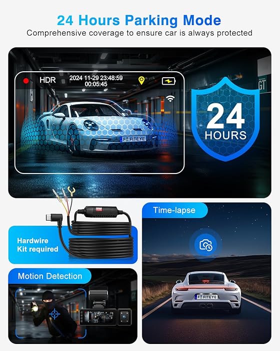 Dash Cam Front and Rear, 3 Channel Dash Camera with IMX335 Night Vision, WiFi GPS, Voice Control, 2K+1080P+1080P Dash Camera for Cars (64GB Card Included) Black