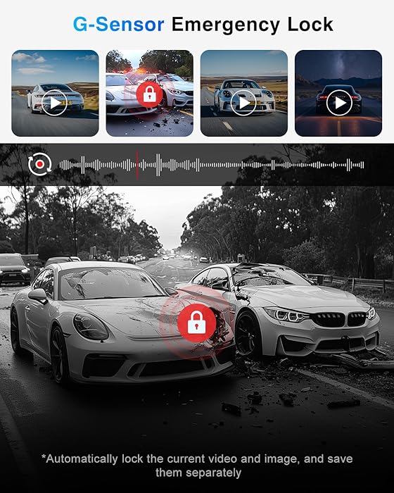 Dash Cam Front and Rear, 3 Channel Dash Camera with IMX335 Night Vision, WiFi GPS, Voice Control, 2K+1080P+1080P Dash Camera for Cars (64GB Card Included) Black