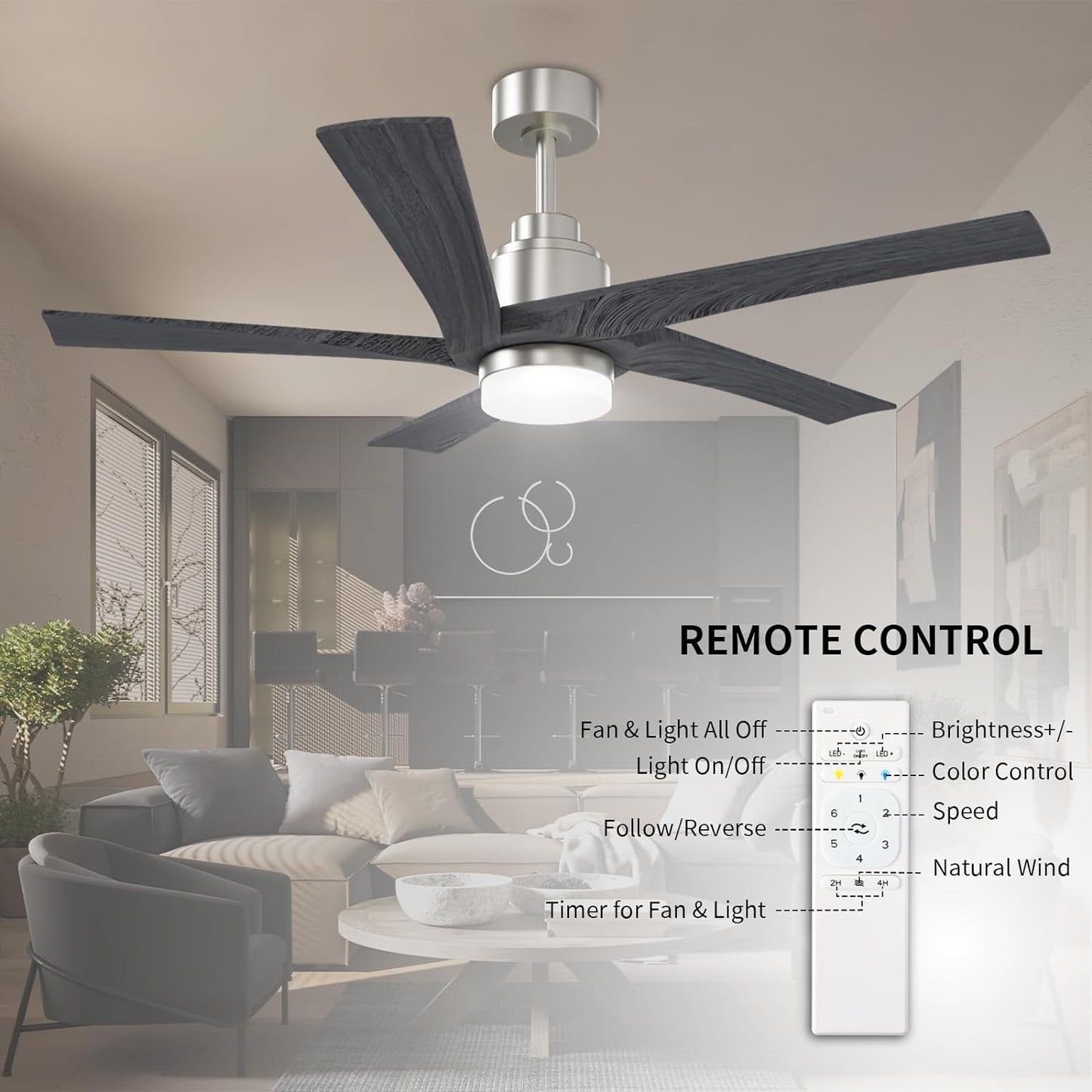 52 Inch Ceiling Fans with Lights and Remote Control