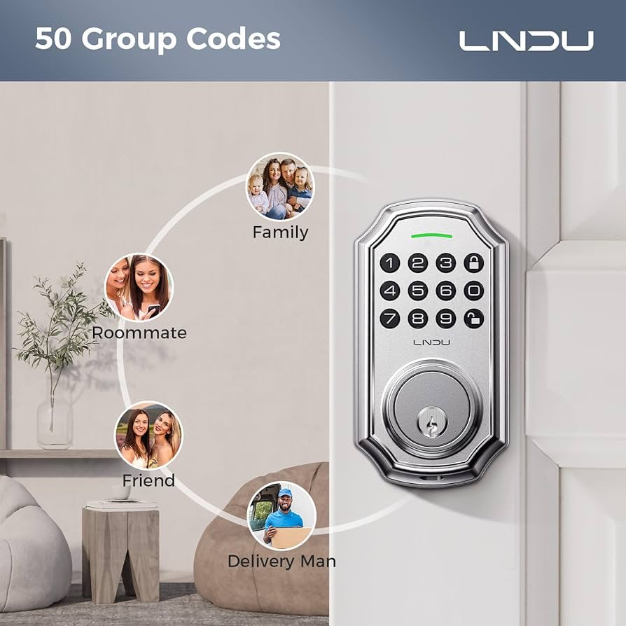 Keyless Entry Door Lock with 50 Codes, Electronic Keypad Deadbolt for Front Door, Electronic Door Lock with Anti Peeping Password, Smart Deadbolt One Touch Locking Auto Lock, Easy Install Zinc