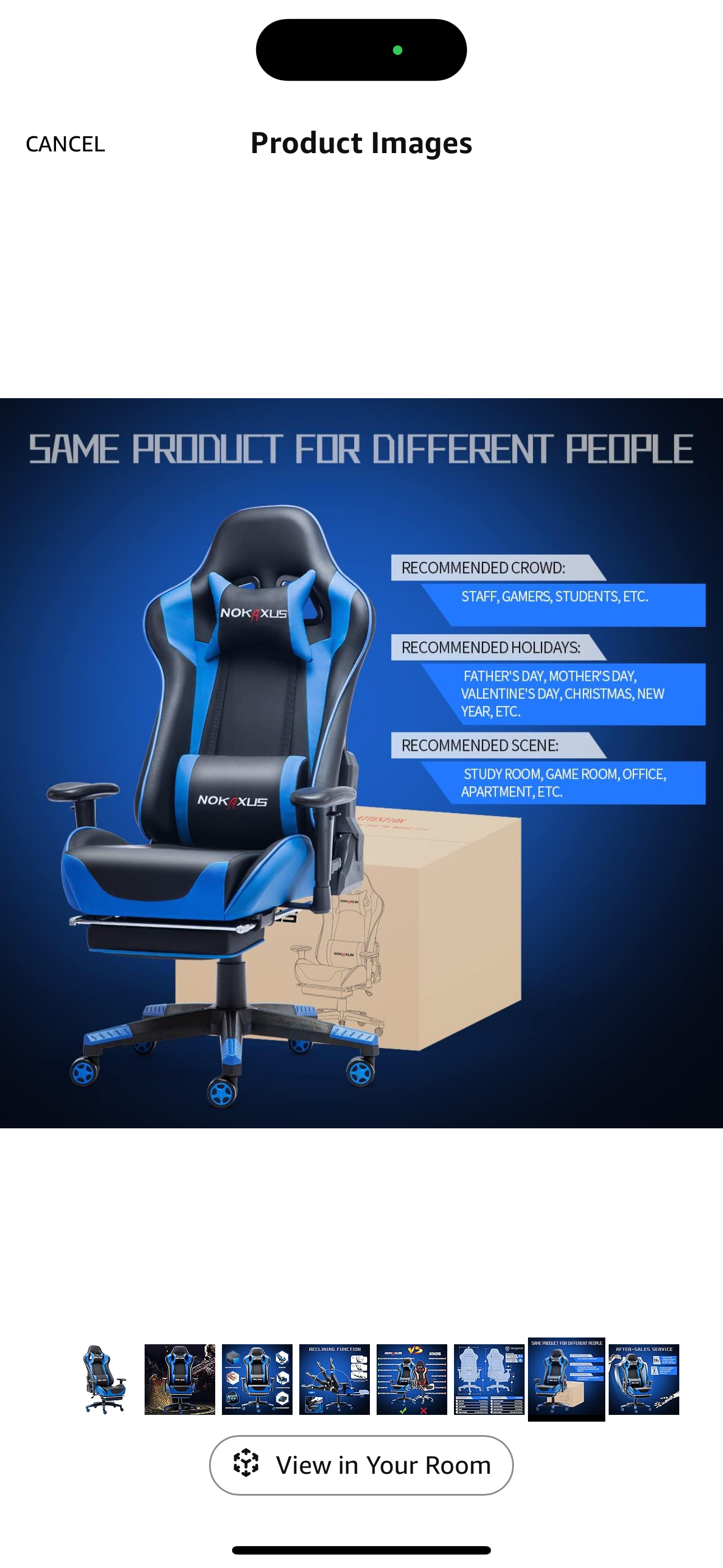 Gaming Chair Large Size High-Back Ergonomic Racing Seat with Massager Lumbar Support and Retractible Footrest PU Leather 90-180 Degree Adjustment of backrest Thickening sponges (YK-6008-BLUE)