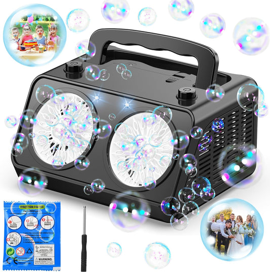 Automatic Bubble Machine Upgrade Bubble Blower with 20000+ Bubbles Per Minute Bubble with independently Switched Battery Operated Bubble Toys for Outdoor Toys for Birthday, Wedding, Christmas