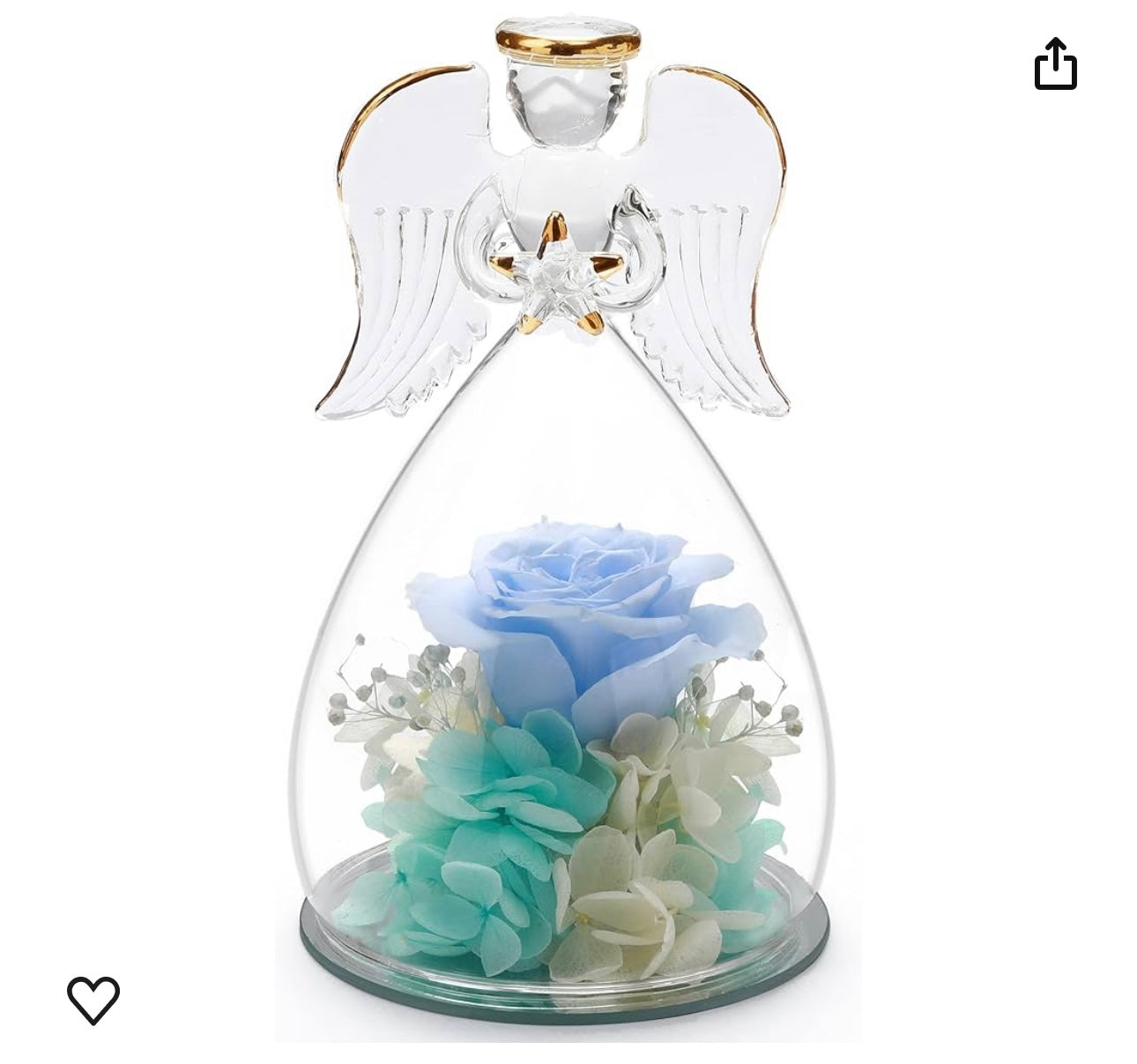 Gifts for Women Birthday Gift for Women Blue Rose Gift Guardian Angel Statues Gifts for Her Artificial Flowers in A Glass Dome Angel Gift Idea for Her Forever Rose Wife Anniversary