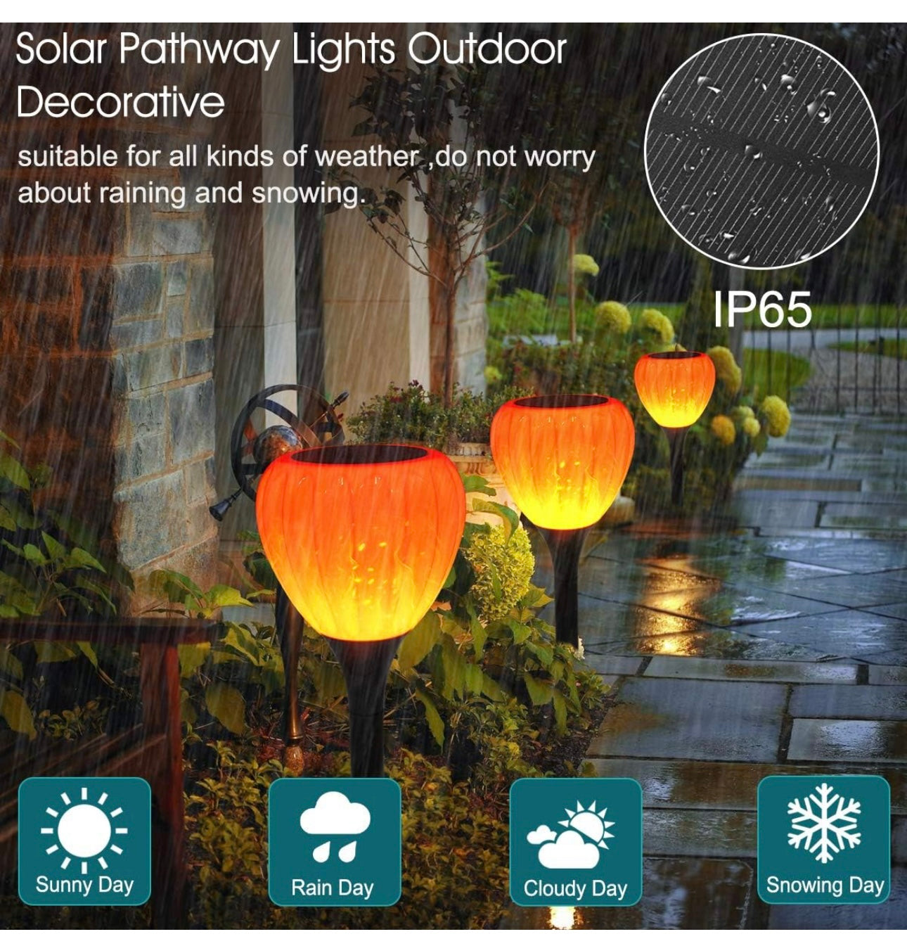 4 Pcs Solar Pathway Lights Outdoor Waterproof Halloween,Solar Powered Garden Decorations,LED Landscape Path Lights for Patio, Lawn,Yard,Walkway