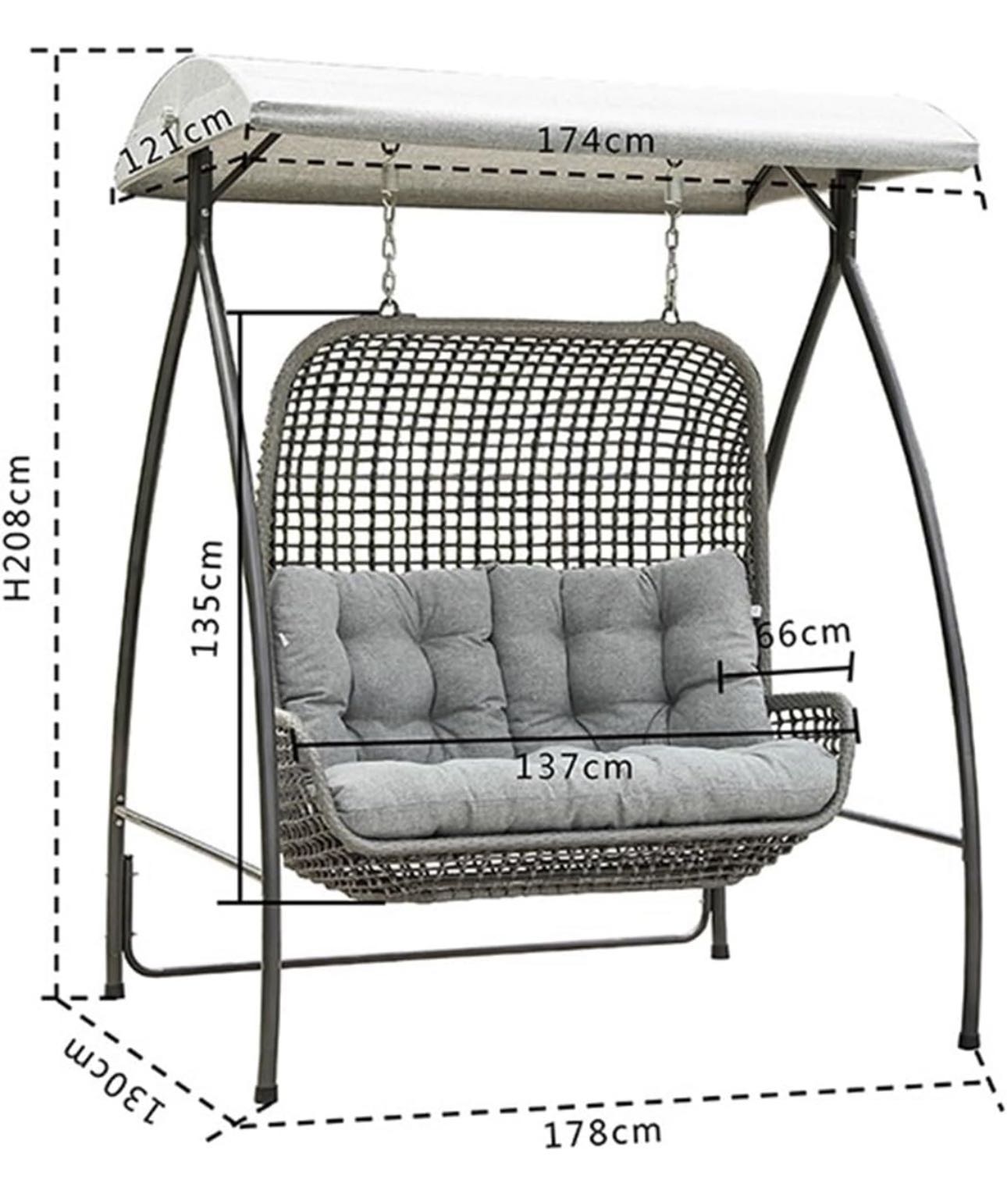 Swing chair Outdoor Double Swing, Courtyard Iron Rattan Weaving Swing Lazy Person Hanging Chair, Indoor Balcony Garden Adult Hanging Basket Rocking Chair Hammock swing