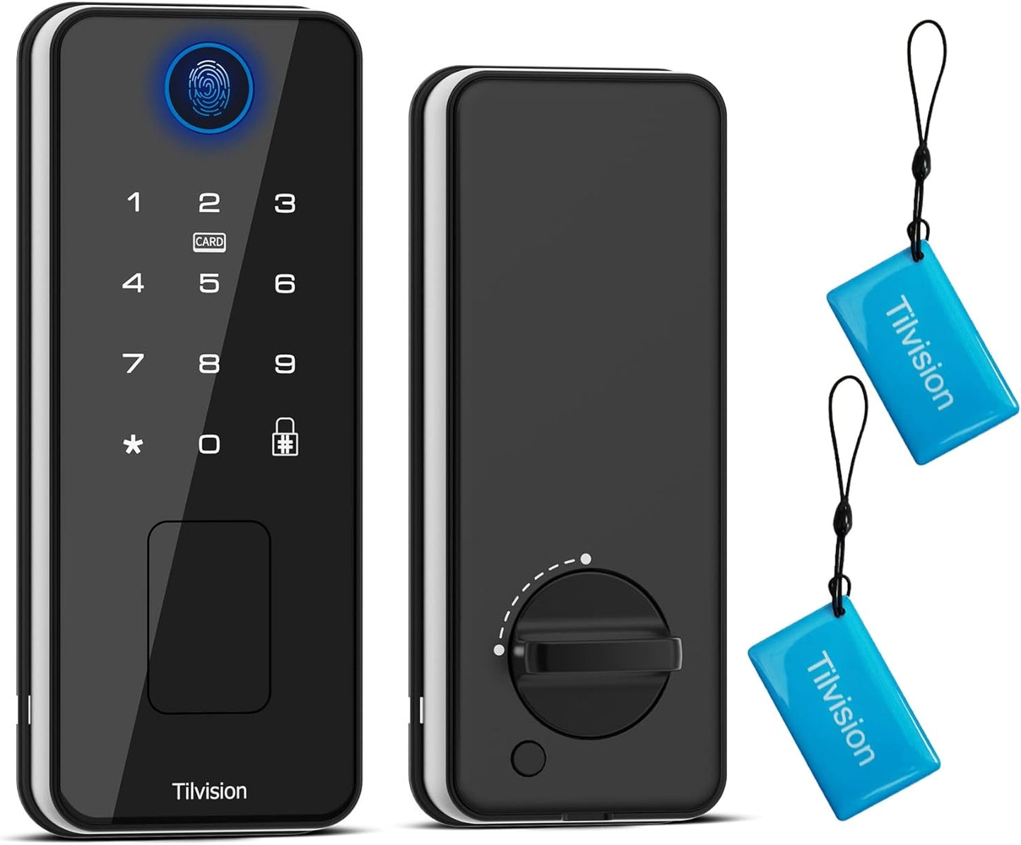 Fingerprint Door Lock,Keyless Entry Touchscreen Keypad Deadbolt with Fingerprint,Fob & Passcode Unlock - Auto Lock & IP65 Waterproof - Biometric Security Door Lock for Front Door,Home,Office