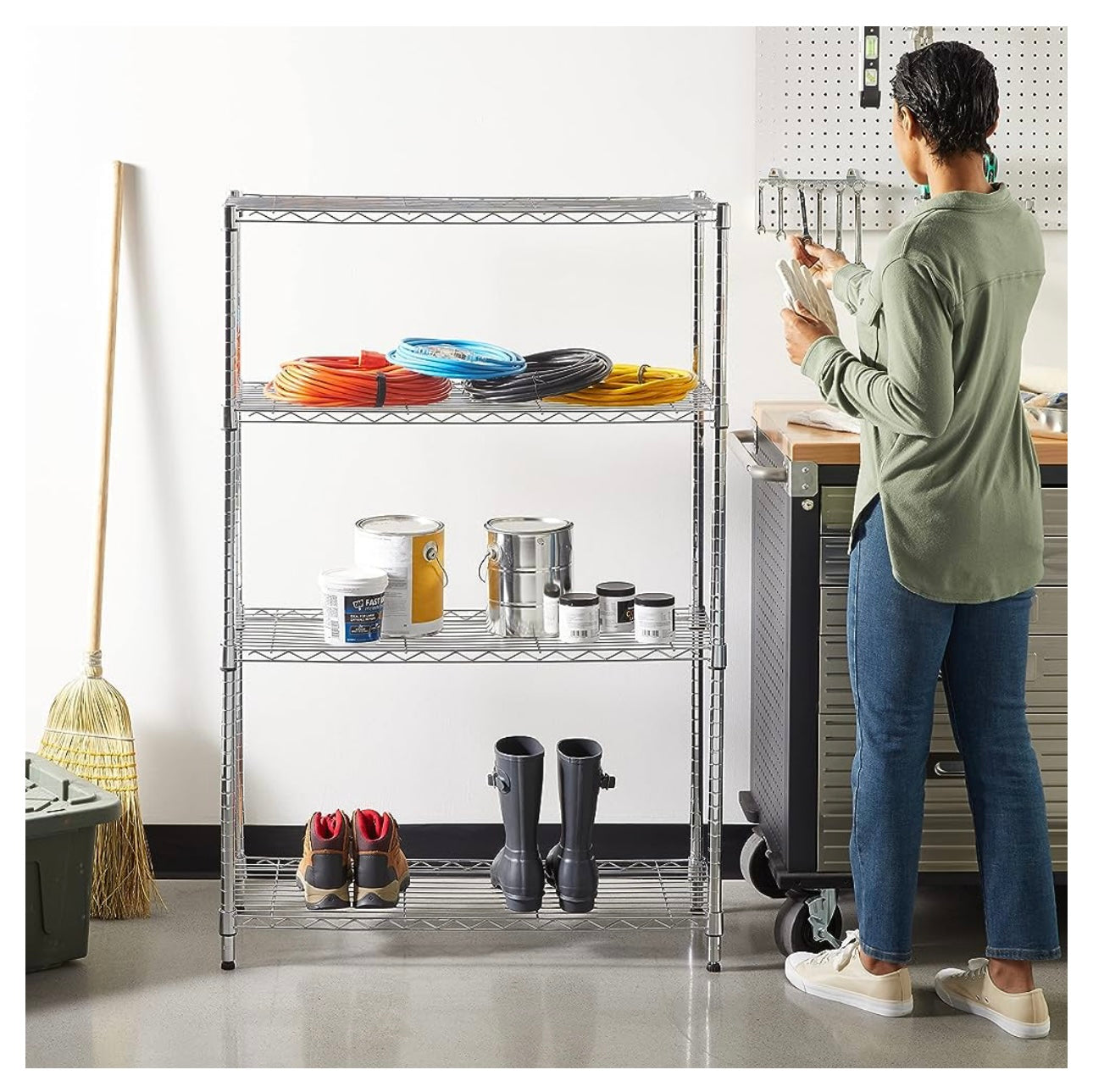 4-Shelf Adjustable, Heavy Duty Wide Storage Shelving Unit (250 lbs loading capacity per shelf)