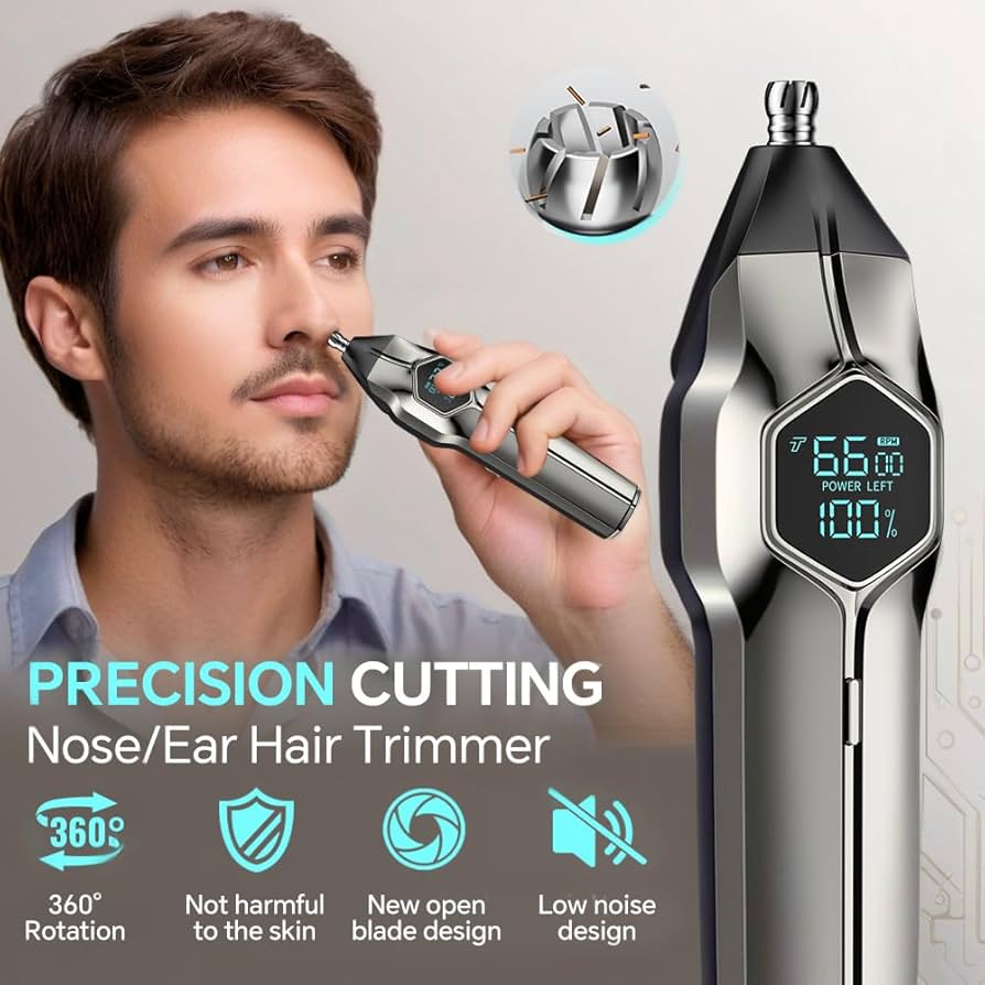 GERTZY 5-in-1 Electric Beard Trimmer Magnetic Replacement Heads, Professional Cordless Hair Clippers for Men Rechargeable, IPX7 Waterproof Grooming Kit for Mustache, Body, Nose, Gifts for Men