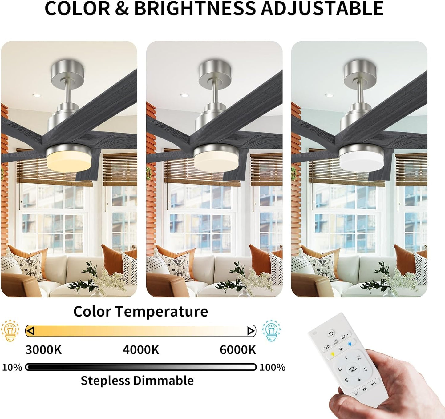 52 Inch Ceiling Fans with Lights and Remote Control