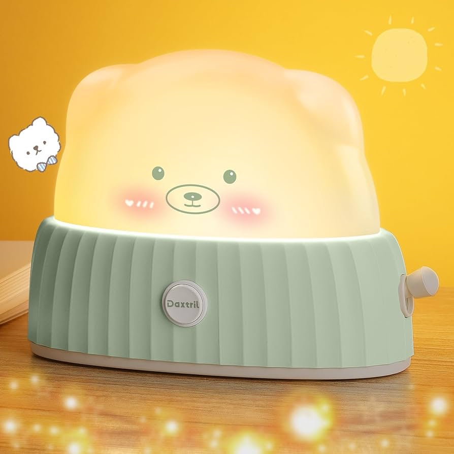 Night Light for Kids Cute Lamp, Bear Cat Lamp Kawaii Room Decor, Kids Toys for Girls, Stocking Stuffers for Kids, Christmas Gifts for Teenage Girls Kids Boys, Rechargeable Touch Lamp, Green