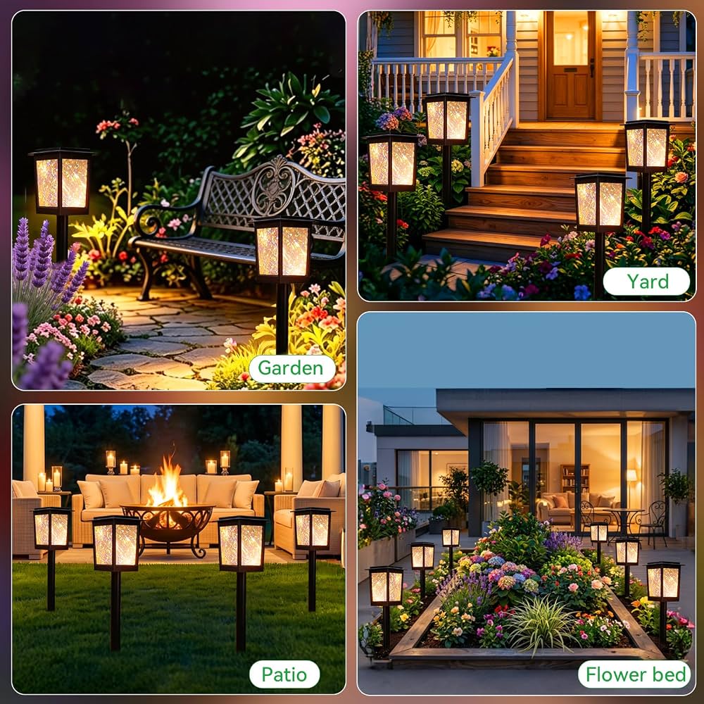Twinkle Solar Garden Lights 8Pack, LED Solar Lights Outdoor Waterproof, Pathway Light Solar Powered, Star Ambient Light Outdoor Decor for Patio Yard Walkway Pool Lawn Sidewalk Party Landscape Lighting
