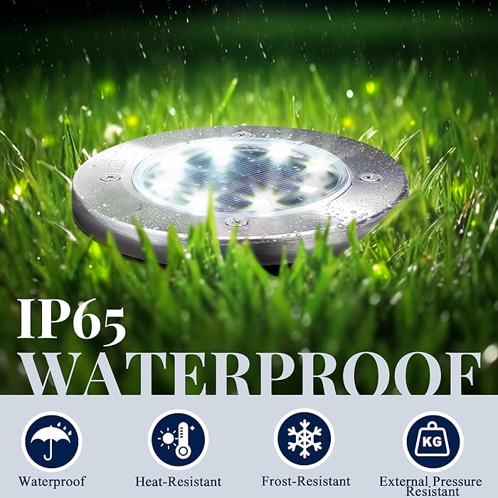 8 Pack Solar Ground Lights with Large Capacity Battery, High Efficiency Solar Powered Lights for Outdoor Garden, Patio, Pathway and Yard