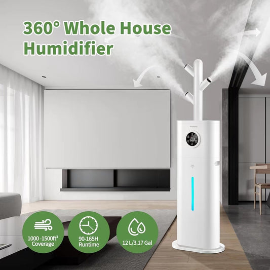 12L Humidifiers for Large Room, Last 120 Hours, Cover up to 1000ft², Top Fill Ultrasonic Cool Mist Humidifier, 3 Mist Level, 24H Timer, Essential Oil Diffuser Humidifiers For Bedroom, Home