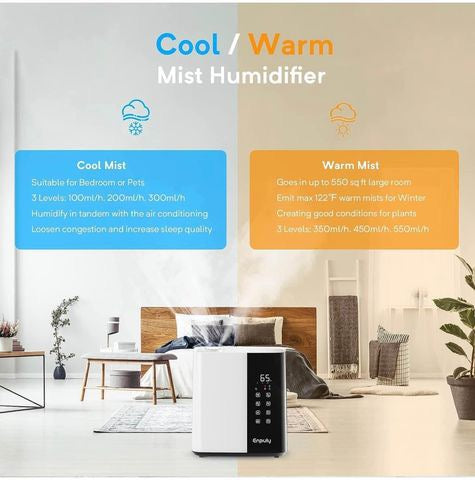 5L Warm and Cool Mist Humidifier for Bedroom/Large Rooms, Max 550ml/h Ultrasonic Vaporizer Humidifi