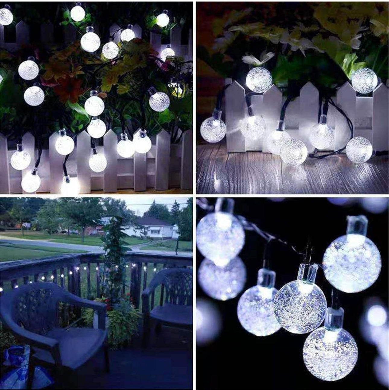 Solar String Lights Outdoor, 20ft 30 LED Globe String Lights with 8 Modes, Waterproof Solar Powered Patio Lights for Garden, Lawn, Gazebo, Porch, Yard, Wedding, Party Decor - Cool White