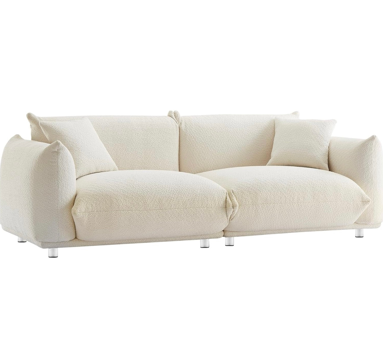 Couch for Living Room Bedroom Soft Loveseat 87" W Small Couch with Pillows White