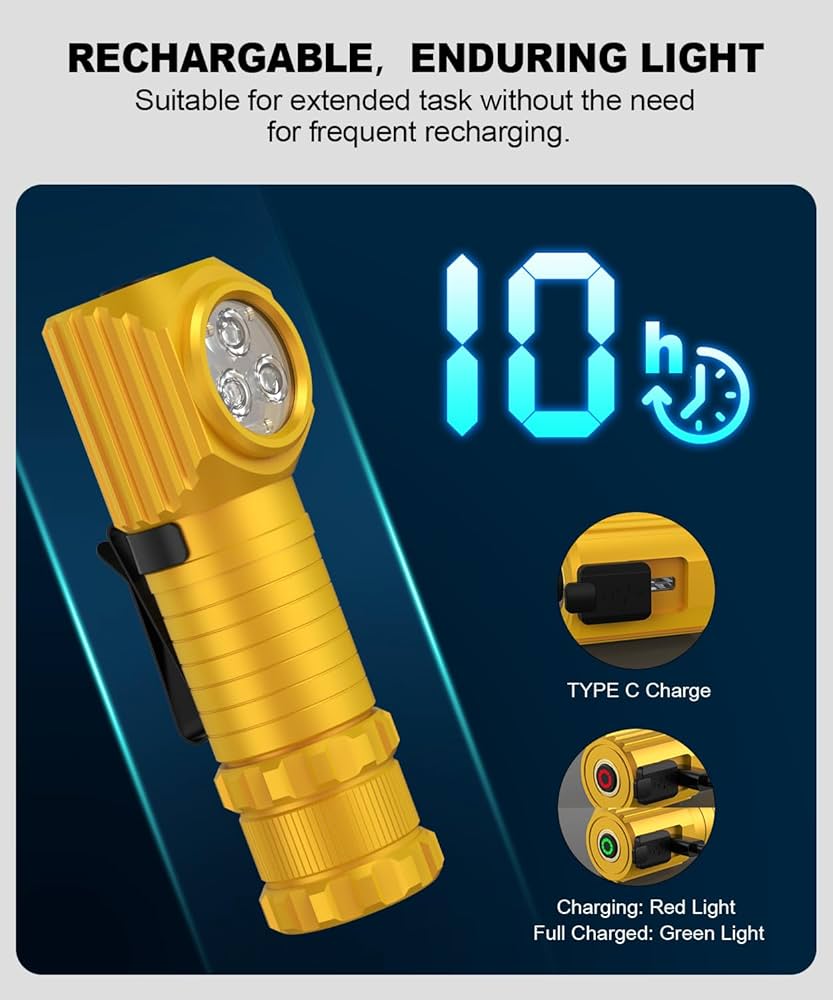 LED Rechargeable Headlamp for Adults - Hard Hat Light Running Head Lamp with Red Light, Magnet, 180° Tilt, 7 Modes, Detachable Flashlight & Headband, Outdoor, Emergency Use 2PC
