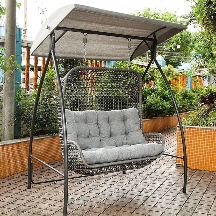 Swing chair Outdoor Double Swing, Courtyard Iron Rattan Weaving Swing Lazy Person Hanging Chair, Indoor Balcony Garden Adult Hanging Basket Rocking Chair Hammock swing