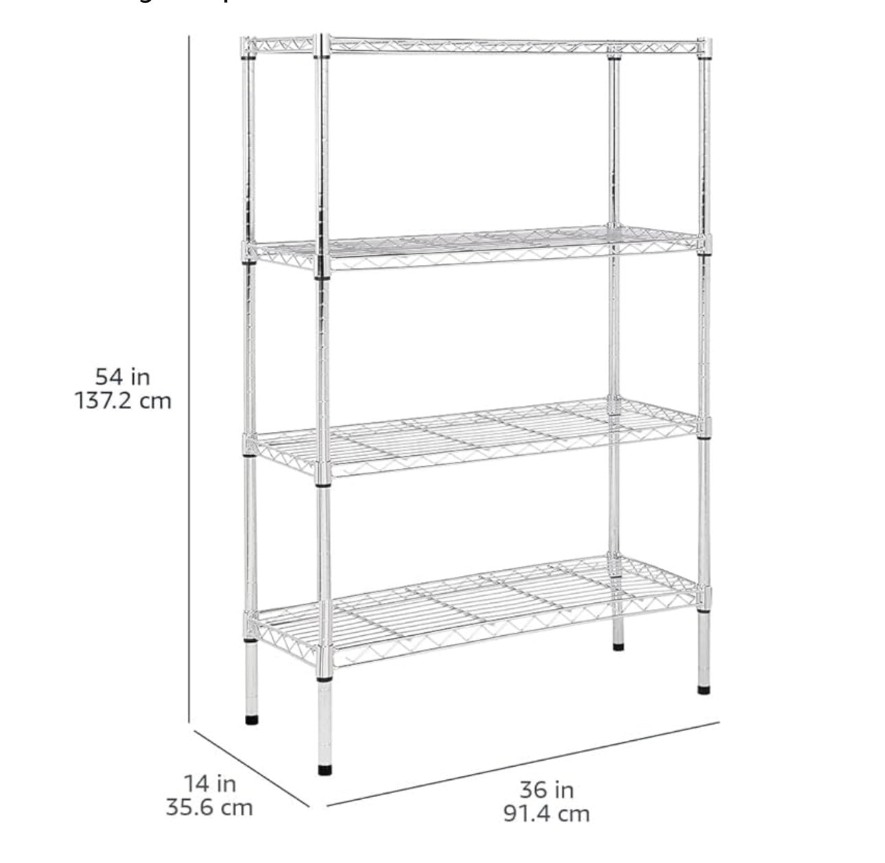 4-Shelf Adjustable, Heavy Duty Wide Storage Shelving Unit (250 lbs loading capacity per shelf)