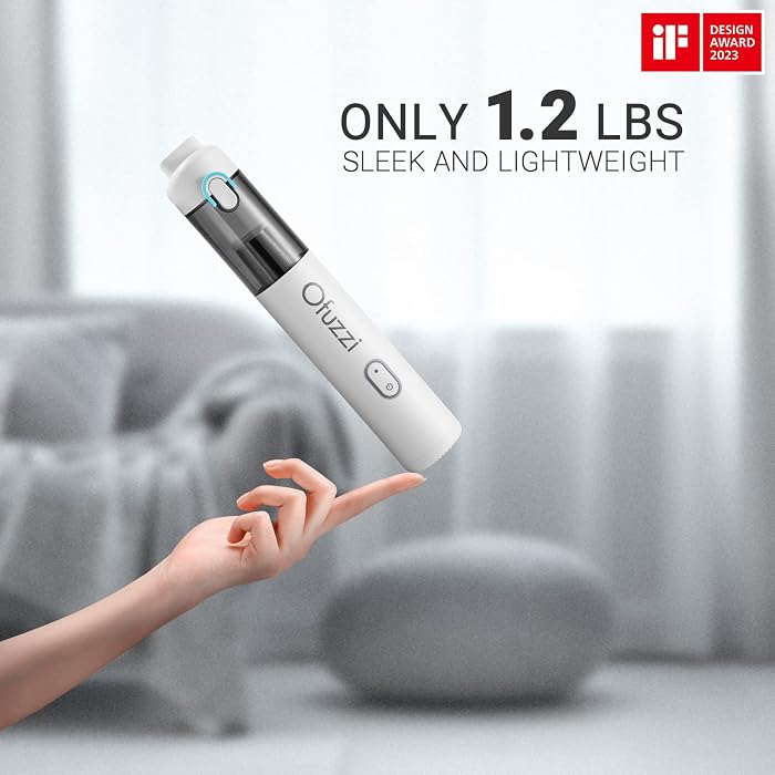 Ofuzzi H8 Apex Car Vacuum Cleaner, Portable Handheld Vacuum Cleaner with 12000Pa High Power, Ultra-Lightweight 1.2lbs, USB-C Fast Charging, Mini Car Vacuum for Car, Home, Pet Hair