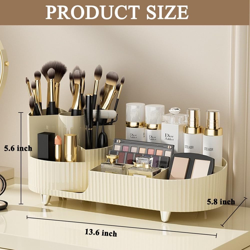 Makeup Cosmetics Organizer for Vanity, Large Capacity 360-Degree Make up Organizer Spinning for Lipsticks, Jewelry, Nail Care and Skincare Multifunction Organizer