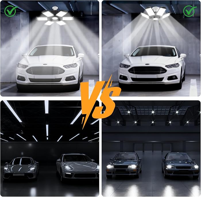 LED Garage Lights Bulb 200W 15000LM 6500K Led Shop Light with 6 Plus 1 Deformable Panels Basement Barn Ceiling Lights for E26/E27