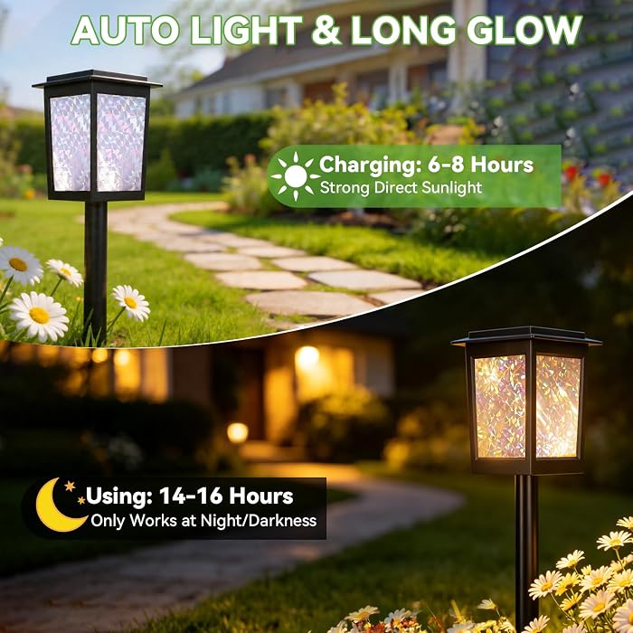 Twinkle Solar Garden Lights 8Pack, LED Solar Lights Outdoor Waterproof, Pathway Light Solar Powered, Star Ambient Light Outdoor Decor for Patio Yard Walkway Pool Lawn Sidewalk Party Landscape Lighting