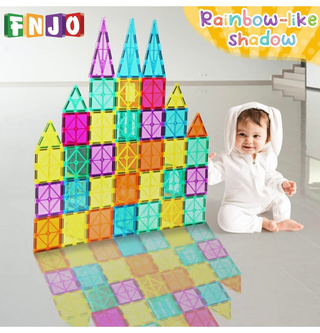 Magnetic Tiles, Magnet Building Set,102 PCS Building Blocks Set STEM Preschool Montessori Toy for Kids Boys Girls