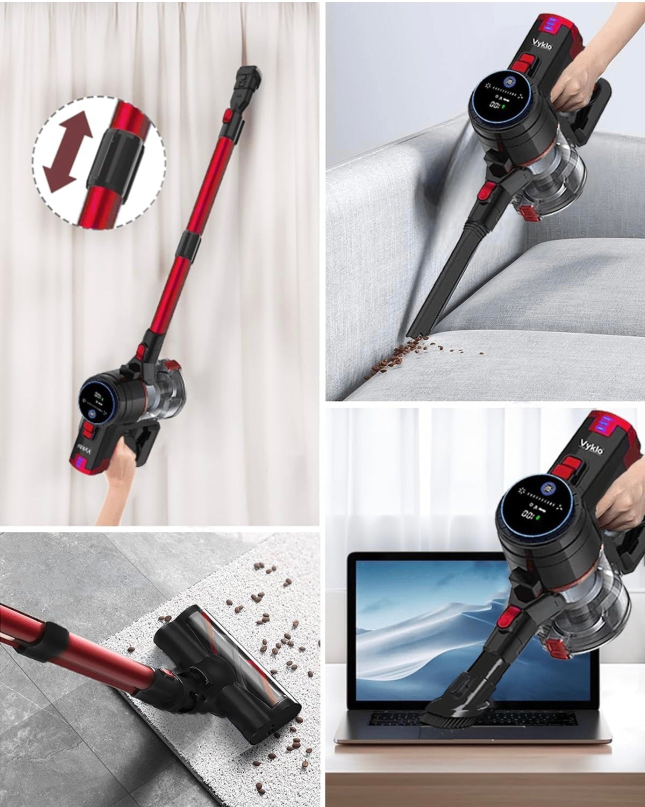 Cordless Vacuum Cleaner with Powerful Suction, Up to 50 Min Runtime, 6 in 1 Lightweight Stick Vacuum Cleaner Brushless Motor, Great for Pet Hair & Hard Floor, Led Display