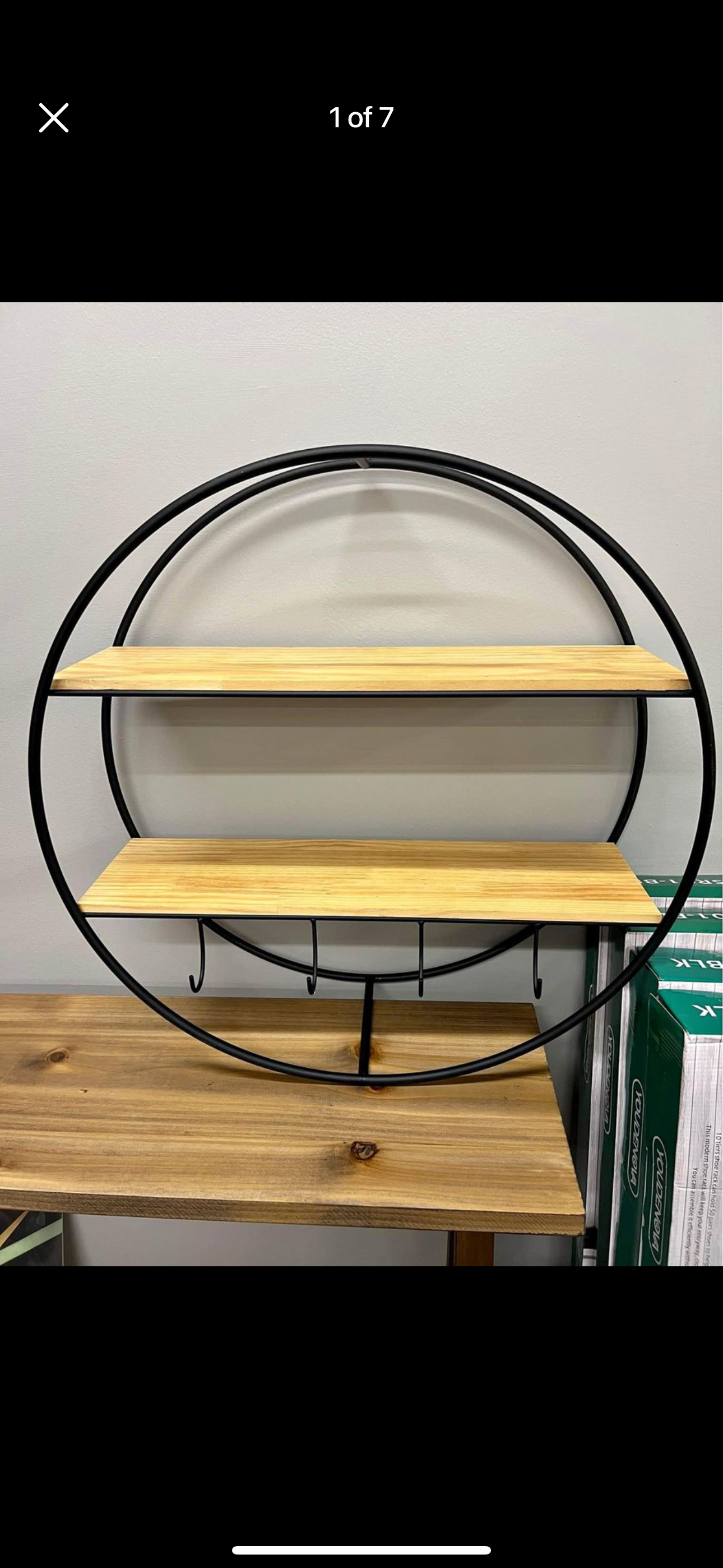 Brand new in the box, Round Wall Shelf – 24” Diameter Floating Shelves for Wall Decor | Natural Wood Shelves | Metal Frame | Round Shelf for Wall | Living Room Decor - Bathroom – Bedroom – Kitchen - Hallway