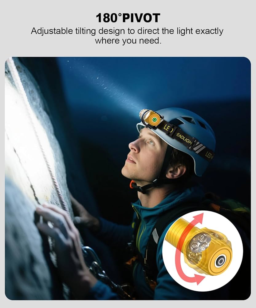 LED Rechargeable Headlamp for Adults - Hard Hat Light Running Head Lamp with Red Light, Magnet, 180° Tilt, 7 Modes, Detachable Flashlight & Headband, Outdoor, Emergency Use 2PC