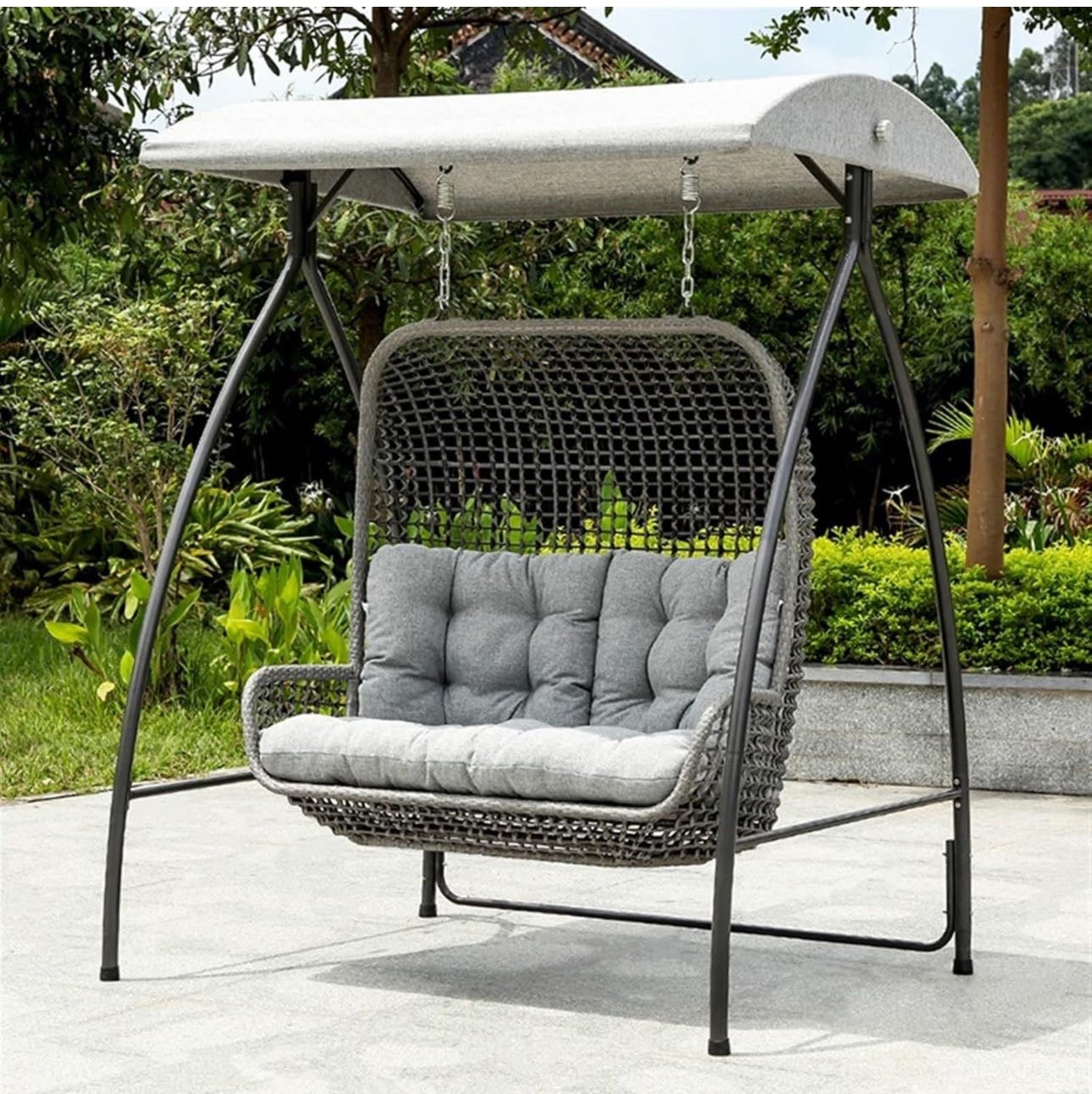 Swing chair Outdoor Double Swing, Courtyard Iron Rattan Weaving Swing Lazy Person Hanging Chair, Indoor Balcony Garden Adult Hanging Basket Rocking Chair Hammock swing